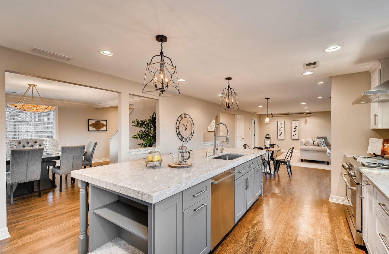 Completed kitchen remodel by Next Step Innovations with new countertops and cabinets